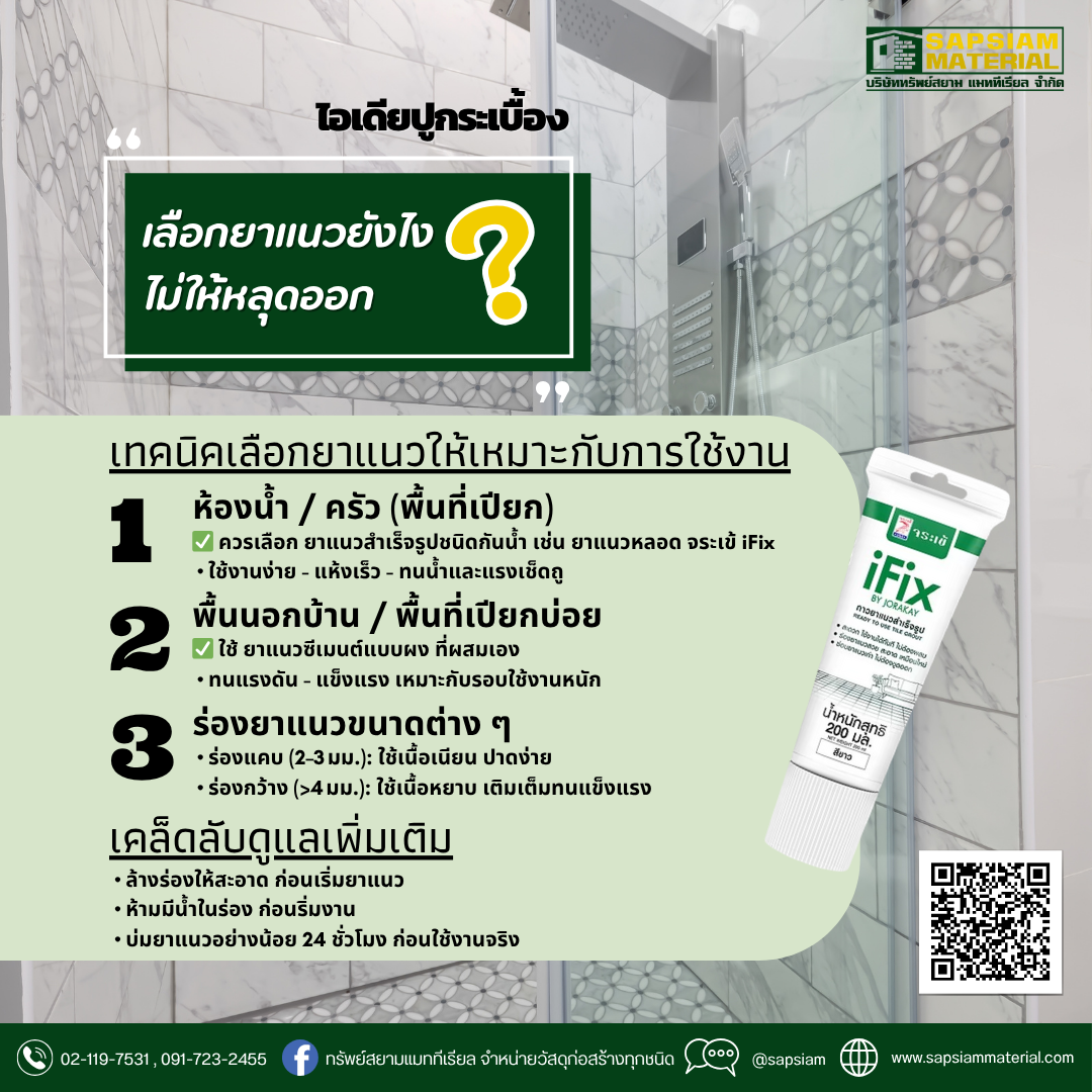 🧱 ไอเดียปูกระเบื้องให้สวยทน – เลือกยาแนวยังไงไม่หลุดลอก?